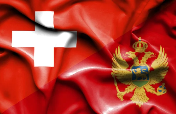 Drapeau du Monténégro et de la Suisse — Photo