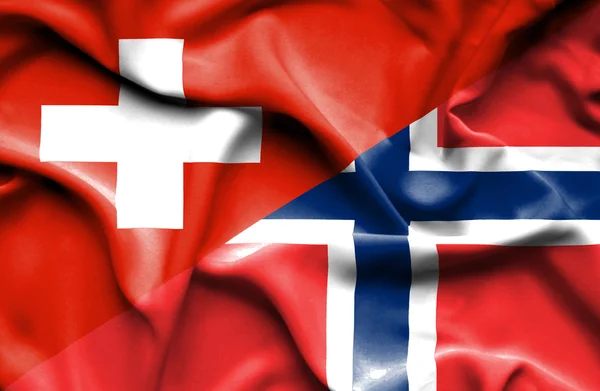 Bandera ondeante de Noruega y Suiza —  Fotos de Stock