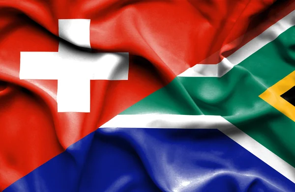 Sydafrika och Schweiz viftande flagga — Stockfoto