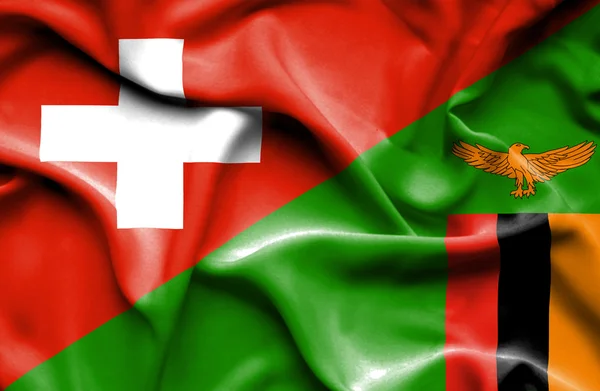 Zimbabve ve İsviçre bayrağı sallayarak — Stok fotoğraf