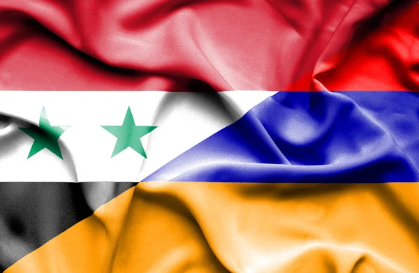 Armenien och Syrien viftande flagga — Stockfoto