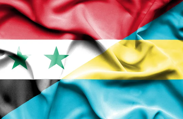 Viftande flagga bahamas och Syrien — Stockfoto