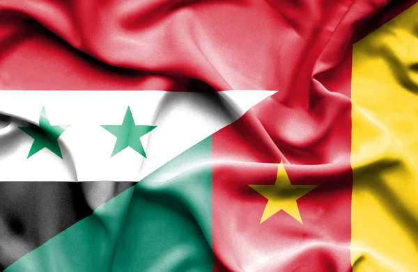 Kamerun och Syrien viftande flagga — Stockfoto