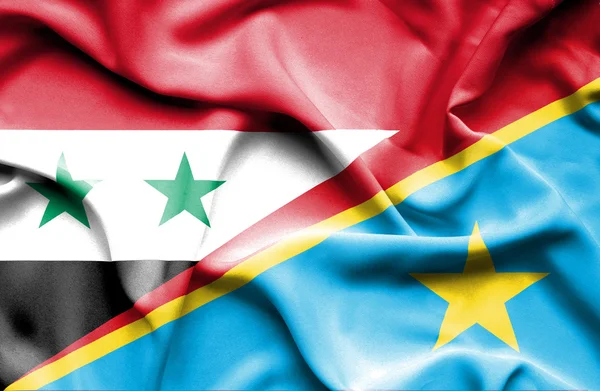 Drapeau du Congo République démocratique du Congo et Syrie — Photo