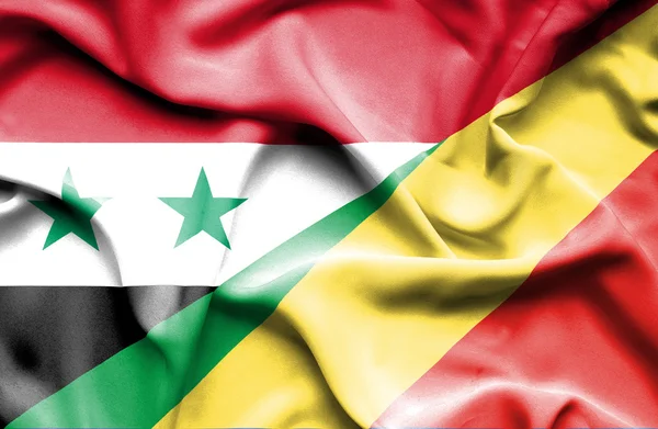 Viftande flagga republiken Kongo och Syrien — Stockfoto