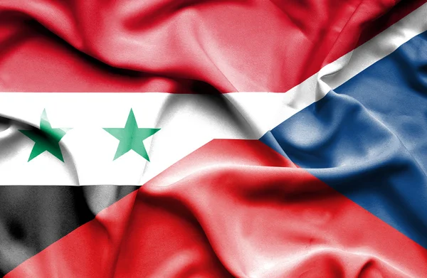 Viftande flagga Tjeckien och Syrien — Stockfoto
