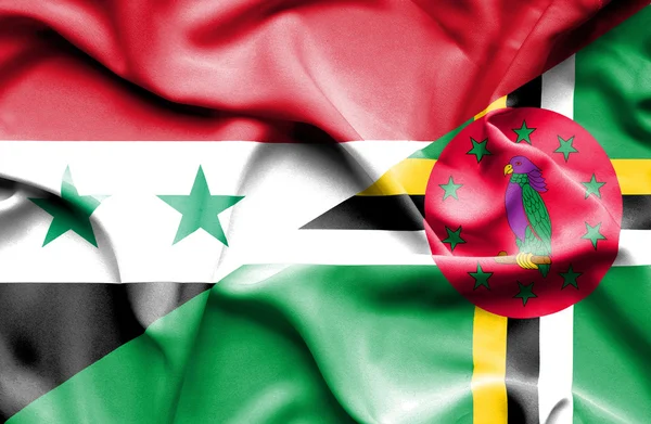 Viftande flagga dominica och Syrien — Stockfoto