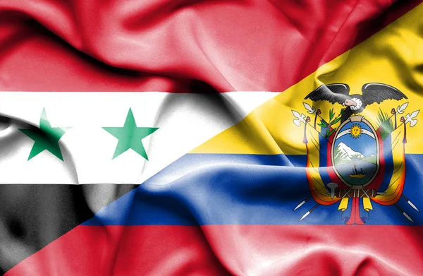 Ecuador och Syrien viftande flagga — Stockfoto