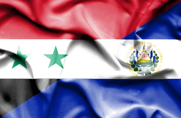 El salvador och Syrien viftande flagga — Stockfoto