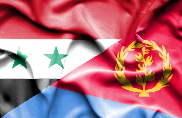 Eritrea och Syrien viftande flagga — Stockfoto