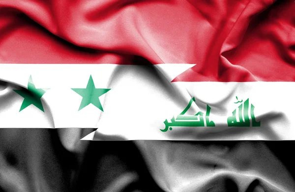 Machać flaga Iraku i Syrii — Zdjęcie stockowe