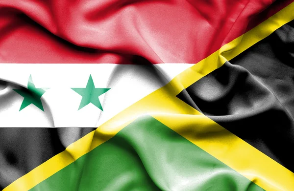 Viftande flagga jamaica och Syrien — Stockfoto