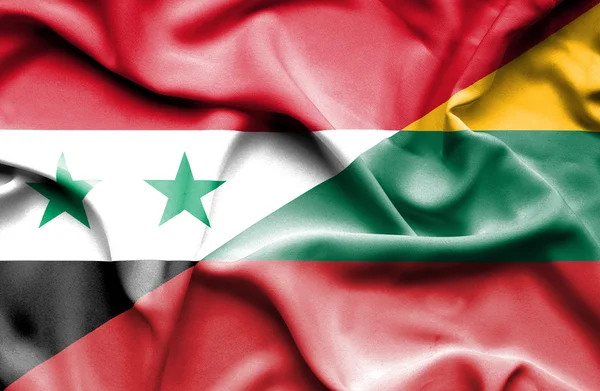 Wapperende vlag van Litouwen en Syrië — Stockfoto