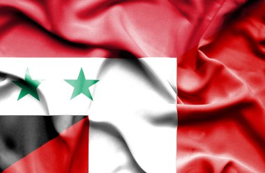 peru ve Suriye bayrağı sallayarak