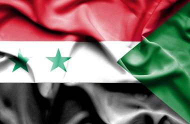 sudan ve Suriye bayrağı sallayarak