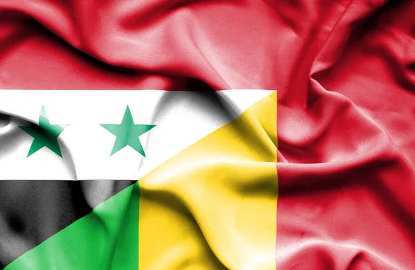 Viftande flagga mali och Syrien — Stockfoto