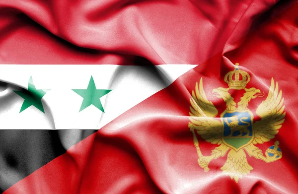 Montenegro och Syrien viftande flagga — Stockfoto
