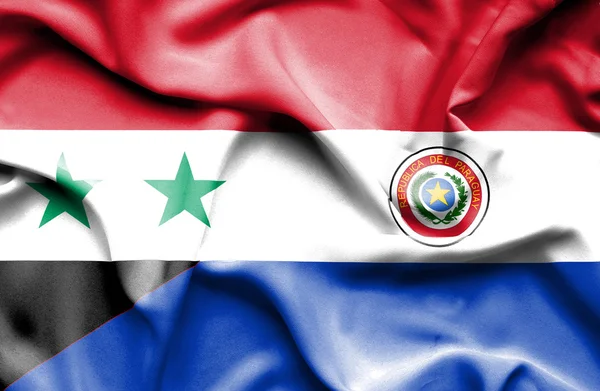 Paraguay och Syrien viftande flagga — Stockfoto