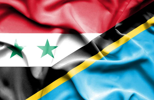 Tanzania och Syrien viftande flagga — Stockfoto