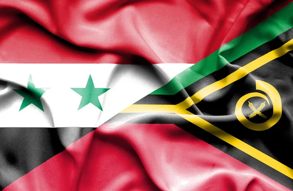 Viftande flagga vanuatu och Syrien — Stockfoto