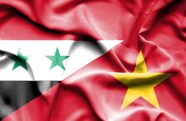 Vietnam och Syrien viftande flagga — Stockfoto