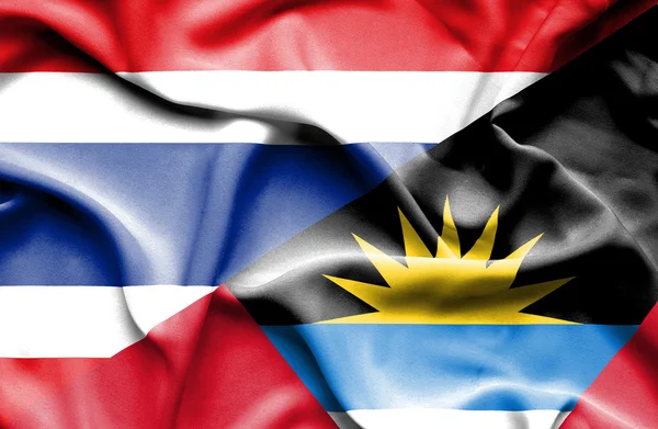 Machać flaga Antigui i Barbudy i Tajlandii — Zdjęcie stockowe