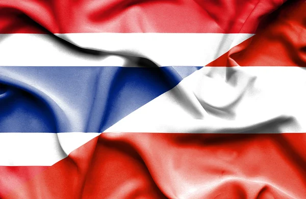 Waving flag of Austria and Thailand — Stock Photo, Image