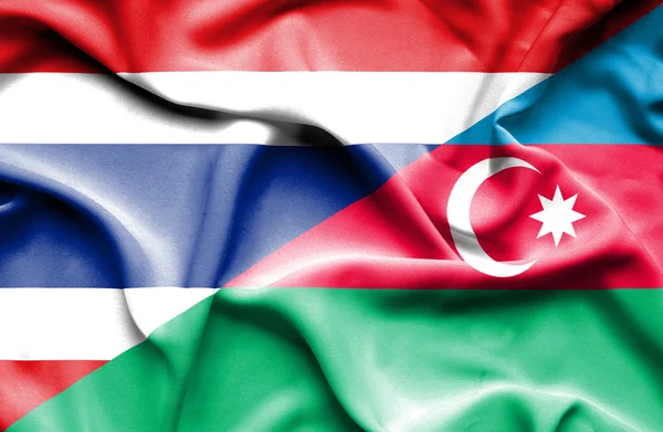 Bandera ondeante de Azerbajan y Tailandia — Foto de Stock