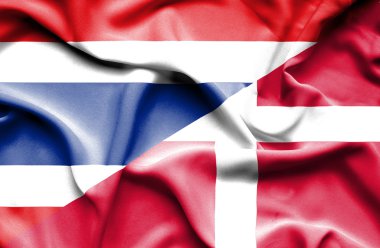 Danimarka ve Tayland bayrağı sallayarak