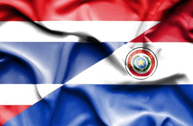 paraguay ve Tayland bayrağı sallayarak