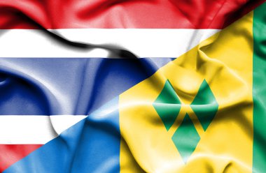 saint vincent ve Grenadinler ve Tayland bayrağı sallayarak
