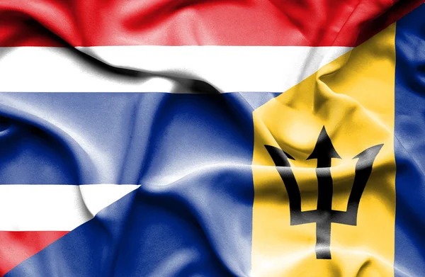 Machać flaga barbados i Tajlandii — Zdjęcie stockowe