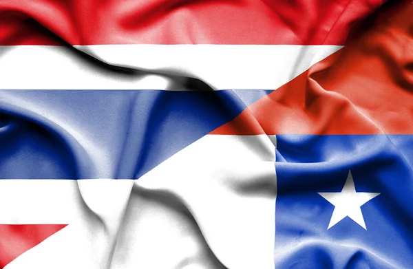 Waving flag of Chile and Thailand — Stock Photo, Image