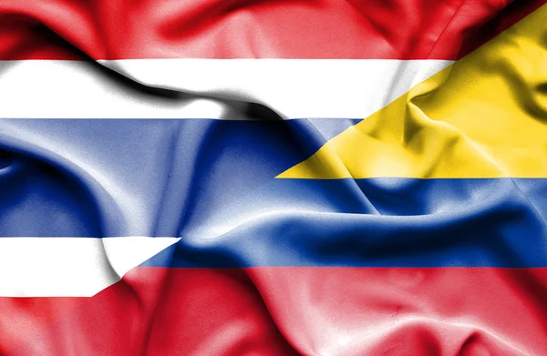 Waving flag of Columbia and Thailand — Stock Photo, Image