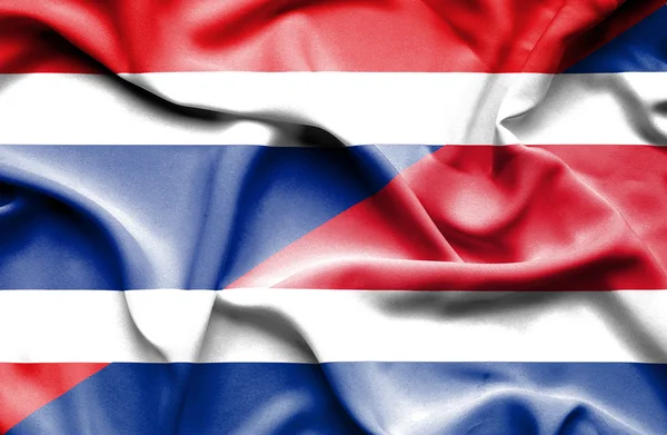 Drapeau agitant du Costa Rica et de Thaïlande — Photo