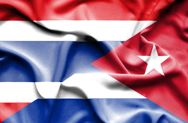 Waving flag of Cuba and Thailand — Stock Photo, Image
