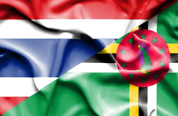 Bandera ondeante de Dominica y Tailandia — Foto de Stock