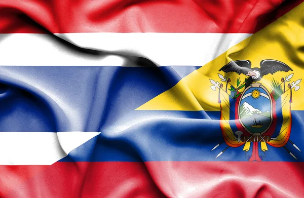 Ondeando la bandera de Ecuador y Tailandia —  Fotos de Stock