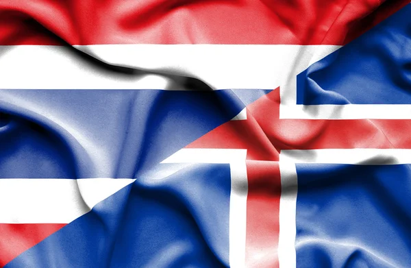 Bandera ondeante de Islandia y Tailandia — Foto de Stock