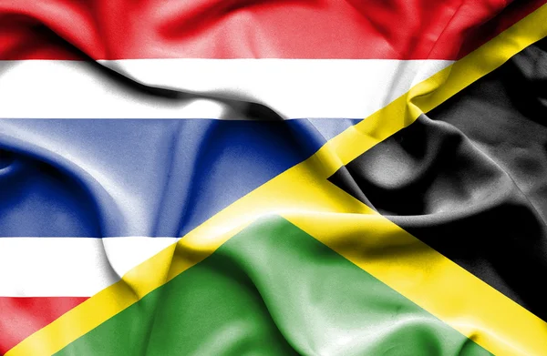 Bandera ondeante de Jamaica y Tailandia — Foto de Stock