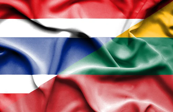 Flagge von Litauen und Thailand schwenkend — Stockfoto