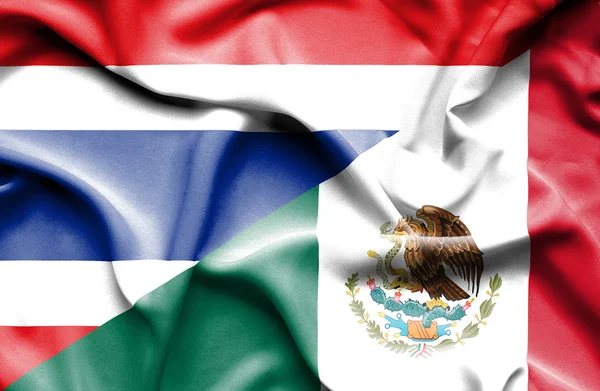 Mexiko och thailand viftande flagga — Stockfoto