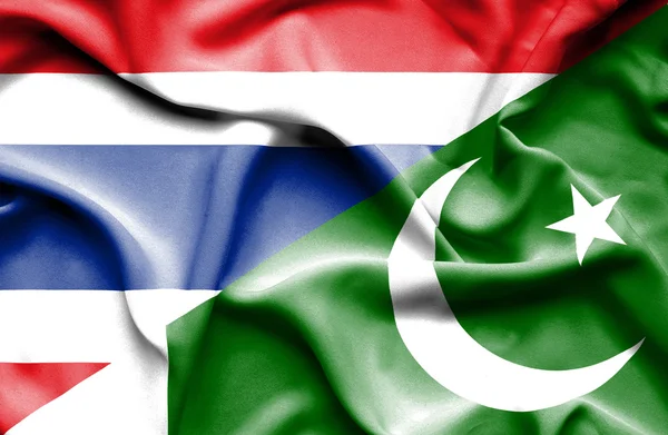 Waving flag of Pakistan and Thailand — Stock Photo, Image