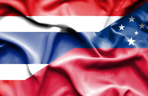 Bandera ondeante de Samoa y Tailandia — Foto de Stock