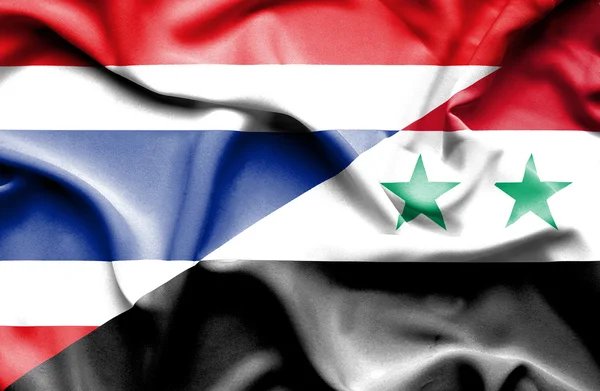 Suriye ve Tayland bayrağı sallayarak