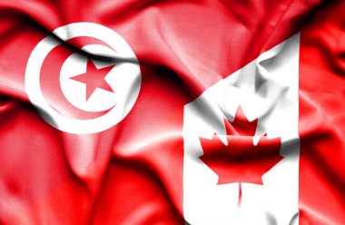 Kanada ve Tunus bayrağı sallayarak