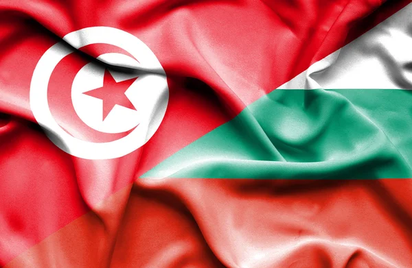 Waving flag of Bulgaria and Tunisia — Stock Photo, Image