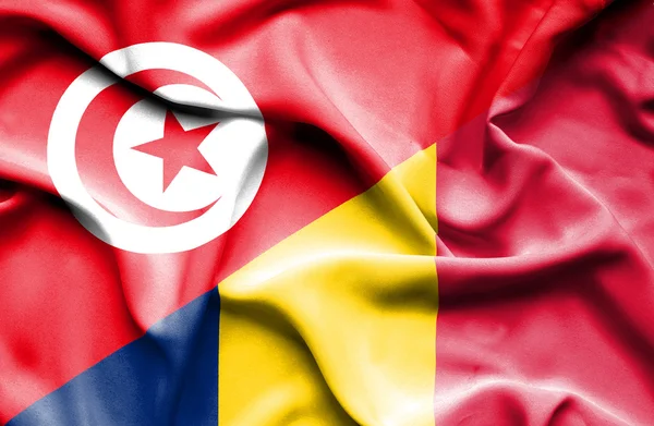 Bandeira acenando de Chade e Tunísia — Fotografia de Stock