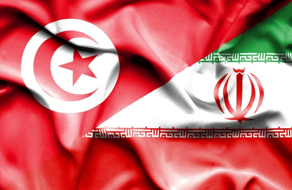Integetett zászló-Irán és Tunézia — Stock Fotó