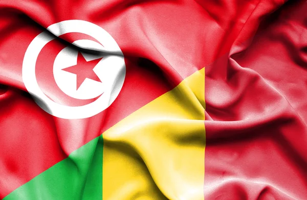 Wapperende vlag van mali en Tunesië — Stockfoto